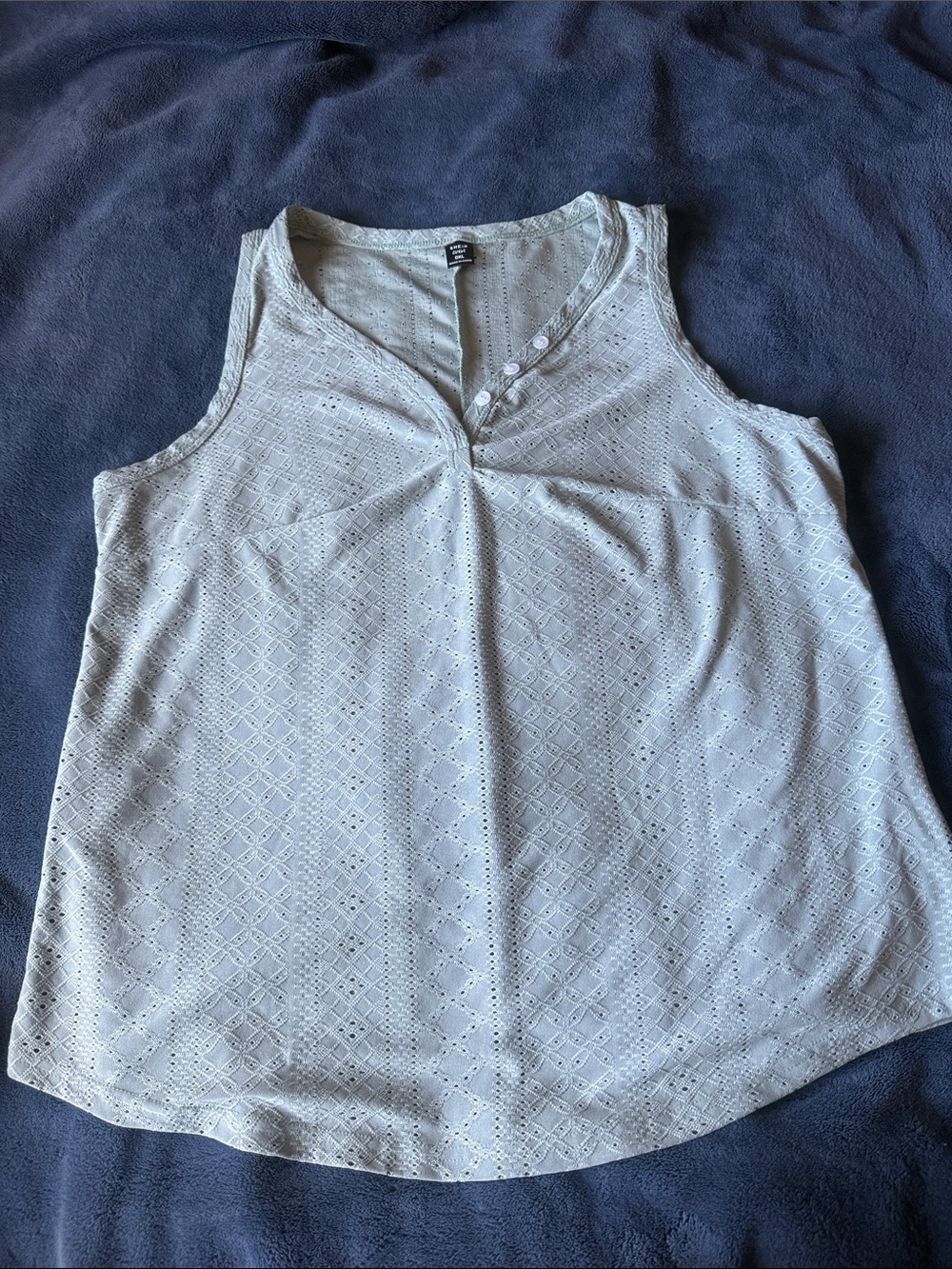 SHEIN Light Blue Eyelet V-Neck Sleeveless Camisole Top